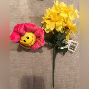 Pink and Yellow Plush Flower Toy